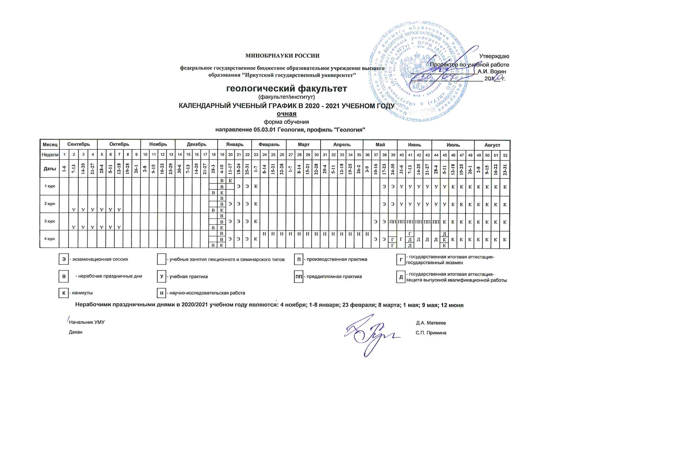 Годовой календарный учебный план