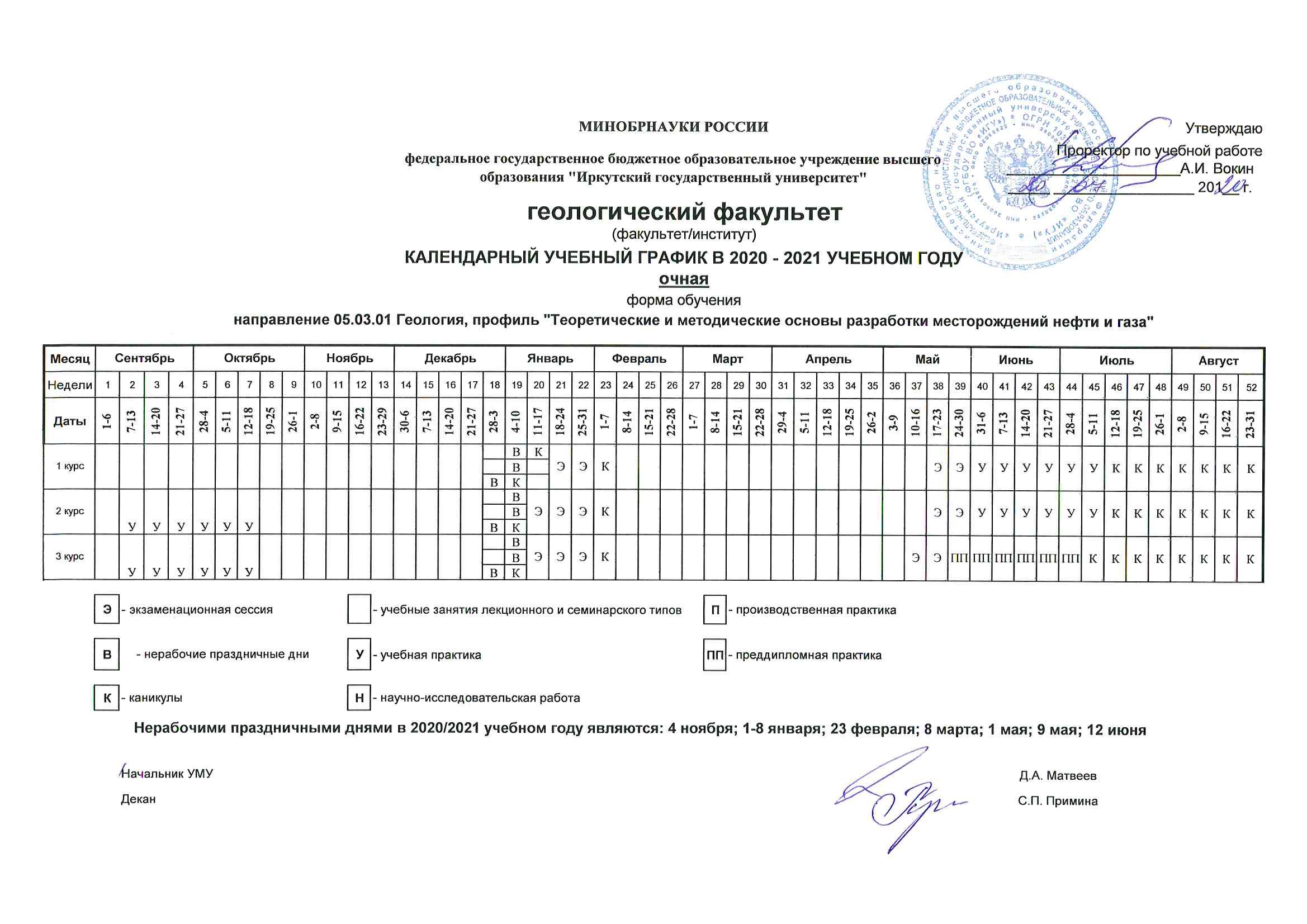 Годовой календарный учебный план